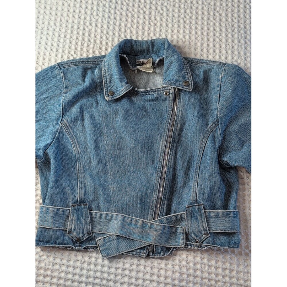Rockies Vintage Cotton Light Blue Asymmetrical Denim Jacket Made In USA Size M